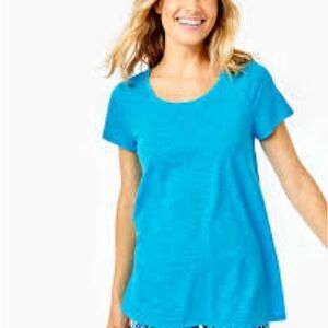 Lilly Pulitzer Etta Scoop Neck Blue Top